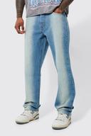 Mens Light Blue Relaxed Rigid Washed Panel Jeans