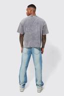Mens Light Blue Relaxed Rigid Washed Panel Jeans