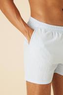 Mens Light Blue Short Length Seersucker Swim Shorts