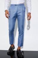 Mens Light Blue Skinny Crop Mini Texture Suit Trousers