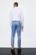 Mens Light Blue Skinny Crop Mini Texture Suit Trousers