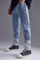Mens Light Blue Skinny Stretch Bleach Detail Jeans