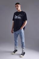 Mens Light Blue Skinny Stretch Bleach Detail Jeans