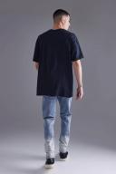 Mens Light Blue Skinny Stretch Bleach Detail Jeans