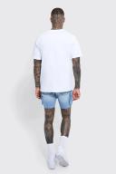 Mens Light Blue Skinny Stretch Denim Cargo Shorts