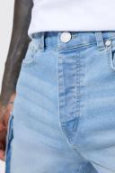 Mens Light Blue Skinny Stretch Denim Cargo Shorts