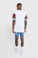 Mens Light Blue Skinny Stretch Distressed Denim Shorts