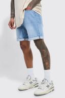 Mens Light Blue Slim Rigid Denim Shorts