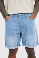 Mens Light Blue Slim Rigid Denim Shorts