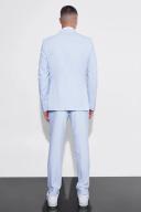 Mens Light Blue Slim Textured Suit Trousers
