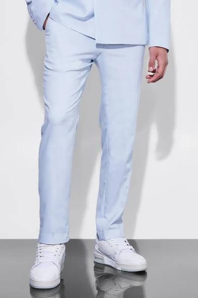 Mens Light Blue Slim Textured Suit Trousers