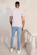 Mens Light Blue Super Skinny Jeans With All Over rips