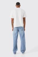 Mens Light Blue Tall Baggy Rigid Jean
