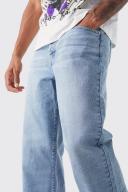 Mens Light Blue Tall Baggy Rigid Jean