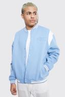 Mens Light Blue Tall Boxy Fit Official Debossed Jersey Jacket