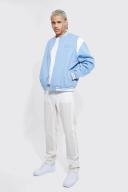 Mens Light Blue Tall Boxy Fit Official Debossed Jersey Jacket