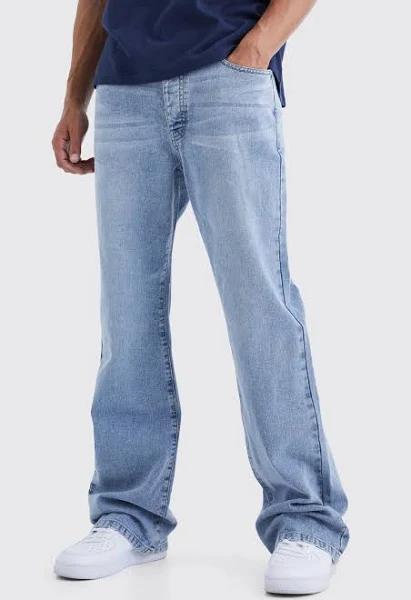 Mens Light Blue Tall Relaxed Rigid Flare Jean