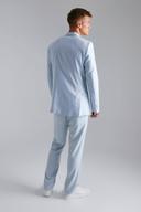 Mens Light Blue Tall Slim Textured Suit Trousers