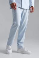 Mens Light Blue Tall Slim Textured Suit Trousers