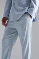 Mens Light Blue Tall Slim Textured Suit Trousers