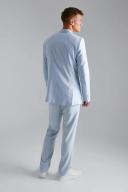 Mens Light Blue Tall Slim Textured Suit Trousers