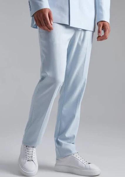 Mens Light Blue Tall Slim Textured Suit Trousers