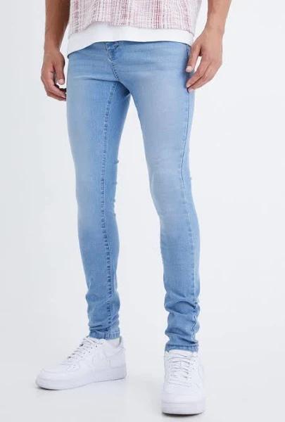 Mens Light Blue Tall Super Skinny Stretch Jean