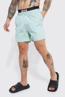 Mens Light Green Mid Length Man Waistband Swim Shorts