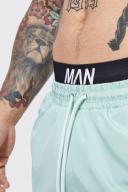 Mens Light Green Mid Length Man Waistband Swim Shorts