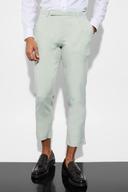 Mens Light Green Slim Cropped Texture Suit Trousers