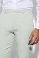 Mens Light Green Slim Cropped Texture Suit Trousers