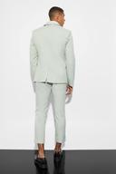 Mens Light Green Slim Double Breasted Texture Suit Jacket