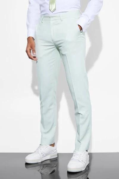 Mens Light Green Slim Micro Texture Suit Trousers