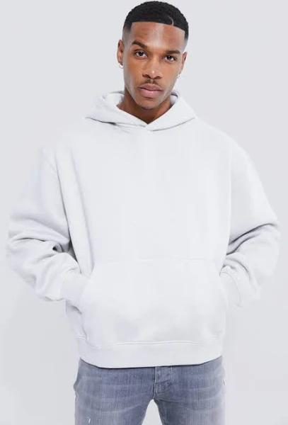 Mens Light Grey Basic Oversized Boxy Hoodie