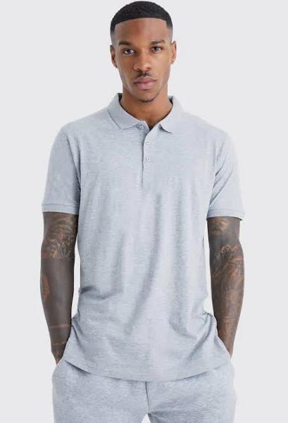 Mens Light Grey Basic Polo