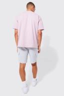 Mens Light Grey Elastic Relaxed Cargo Textured Linen Short