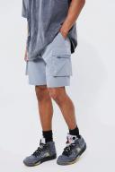 Mens Light Grey Elastic Relaxed Lightweight Stretch Cargo Short