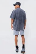 Mens Light Grey Elastic Relaxed Lightweight Stretch Cargo Short