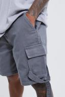 Mens Light Grey Fixed Relaxed Cargo Strap Buckle Short
