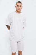Mens Light Grey Oversized Popcorn Waffle T-Shirt & Short Set