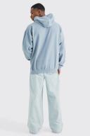 Mens Light Grey Oversized Washed Hoodie