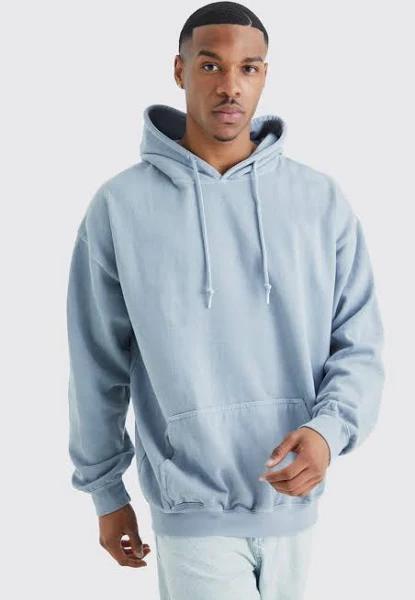 Mens Light Grey Oversized Washed Hoodie