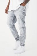 Mens Light Grey Plus Skinny Stretch Multi Rip Jeans
