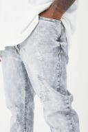 Mens Light Grey Plus Skinny Stretch Multi Rip Jeans