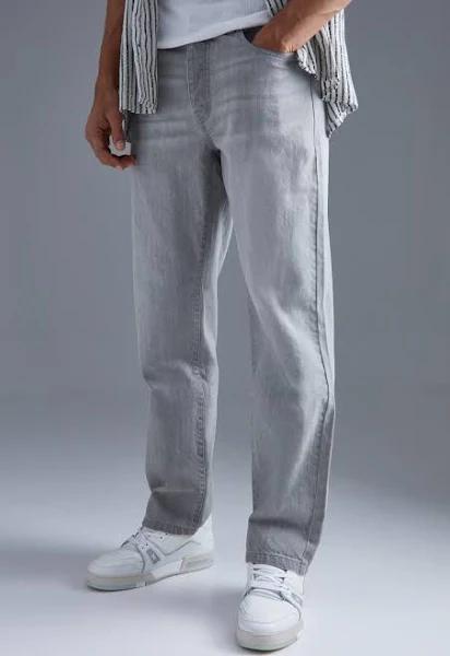 Mens Light Grey Relaxed Fit Rigid Jeans