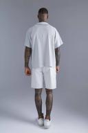 Mens Light Grey Short Sleeve Boxy Crinkle Shirt
