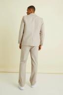Mens Light Grey Single Breasted Relaxed Linen Suit Jacket