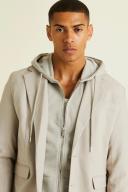 Mens Light Grey Single Breasted Relaxed Linen Suit Jacket