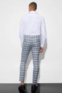 Mens Light Grey Skinny Check Suit Trousers