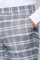 Mens Light Grey Skinny Check Suit Trousers